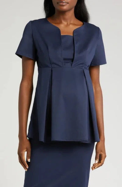 Marion Short Sleeve Empire Waist Maternity & Nursing Suit Top In Blue