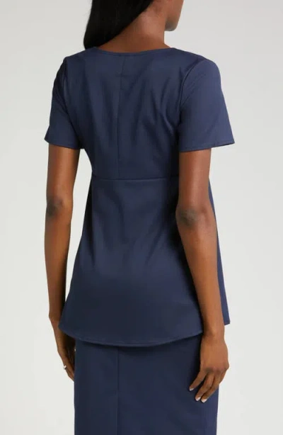 Marion Short Sleeve Empire Waist Maternity & Nursing Suit Top In Blue