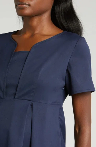 Marion Short Sleeve Empire Waist Maternity & Nursing Suit Top In Blue