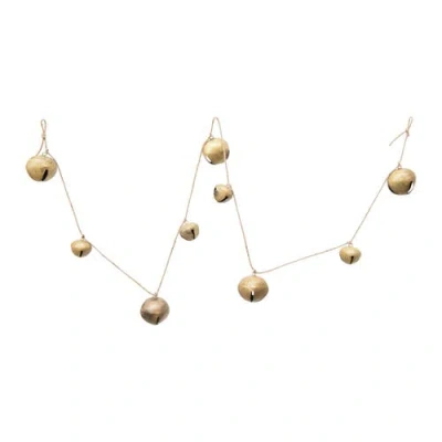 Storied Home Metal Jingle Bell Garland, Gold Finish In Gold