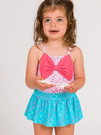 Rufflebutts Toddler Girls Upf50+ Big Bow Skirted One Piece In Multi