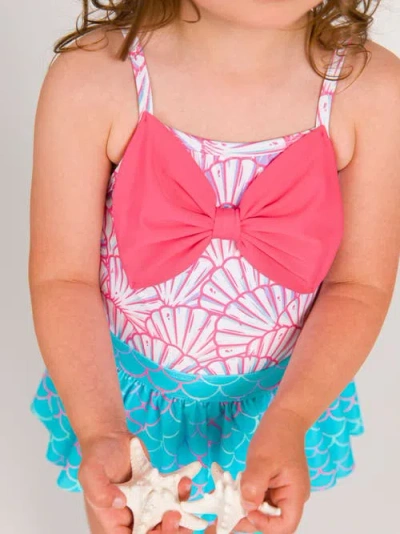 Rufflebutts Toddler Girls Upf50+ Big Bow Skirted One Piece In Multi