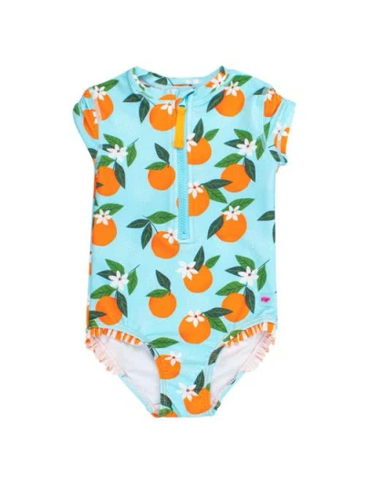 Rufflebutts Toddler Girls Short Sleeve Upf50+ One Piece Rash Guard In Multi
