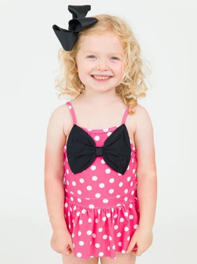 Rufflebutts Toddler Girls Upf50+ Big Bow Skirted One Piece In Red