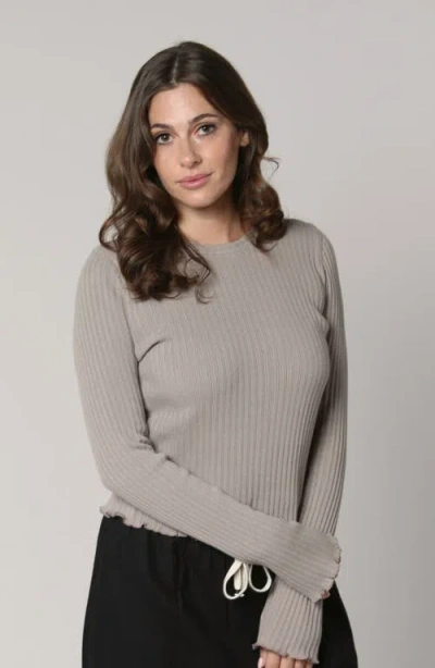 Leisure Lab Cotton Rib Long Sleeve In Gray