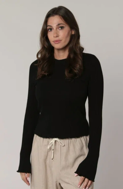 Leisure Lab Cotton Rib Long Sleeve In Black