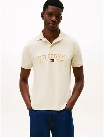 Tommy Hilfiger Embroidered Monotype Logo Interlock Polo In Neutral
