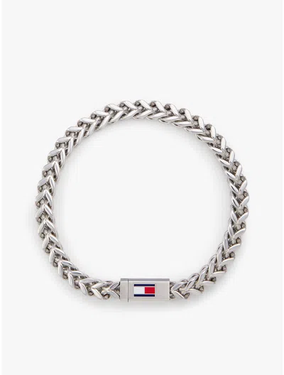 Tommy Hilfiger Braided Chain Link Bracelet In Metallic