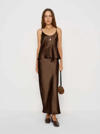 Reformation Kelsey Silk Two Piece Set In Brown