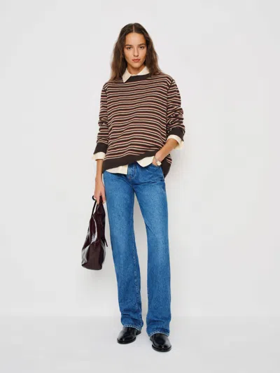 Reformation Womens Compost Multi Stripe Boyfriend Stripe-print Cashmere Jumper Xl