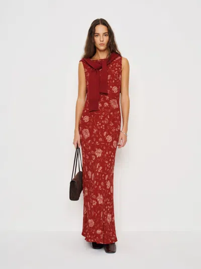 Reformation Prescott Floral-print Chiffon Maxi Dress In Red