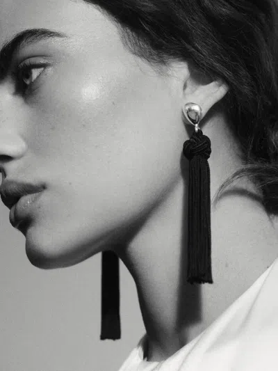 Reformation Dolores Tassel Earrings In Black