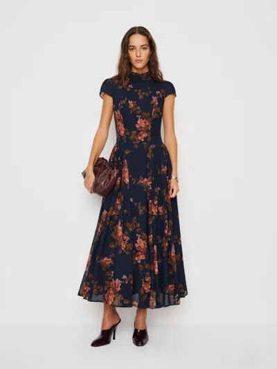 Reformation Maven Floral Print Maxi Dress In Blue