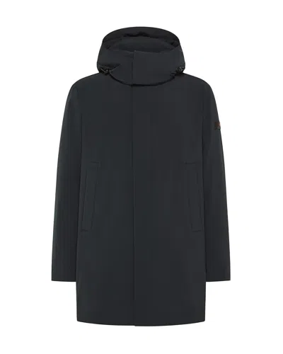 Peuterey Graphite Blue Technical Coat With Eco-friendly Fabric In Black