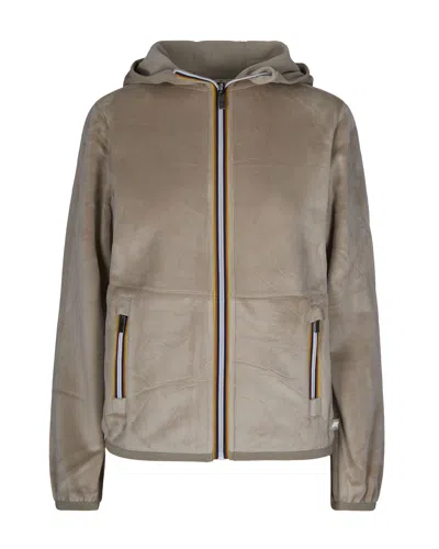 K-way Beige Lily Velour Polar Double Jacket In Gray