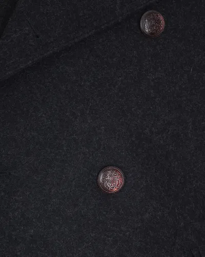 Suithomme Double-breasted Black Wool Blend Coat With Large Notch Lapel In Black