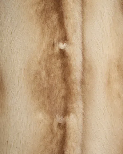 Stand Studio Straight Silhouette Electric Red Synthetic Fur Coat In Brown