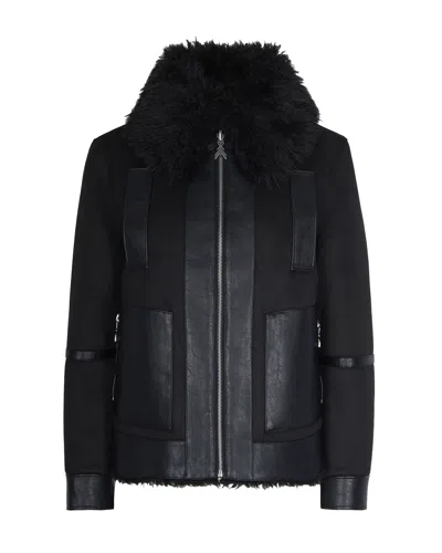 Patrizia Pepe Deep Green Reversible Short Fluffy Jacket In Brown