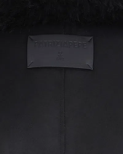 Patrizia Pepe Deep Green Reversible Short Fluffy Jacket In Brown