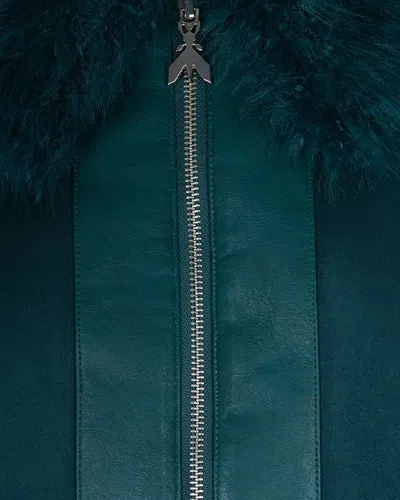 Patrizia Pepe Deep Green Reversible Short Fluffy Jacket In Green