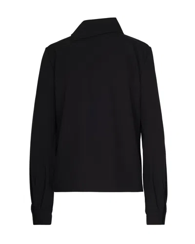 Patrizia Pepe Structured High-neck Top With Textured Fabric And Decorative Button Detail In Black