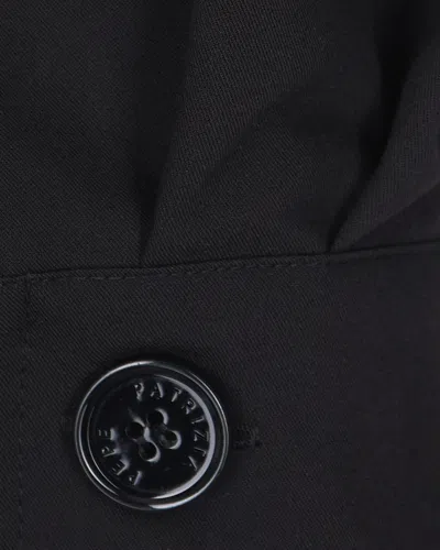 Patrizia Pepe Structured High-neck Top With Textured Fabric And Decorative Button Detail In Black