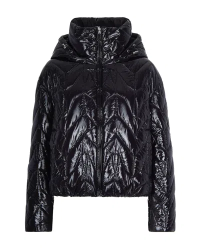 Patrizia Pepe Black Quilted Down Jacket With Hood In Black