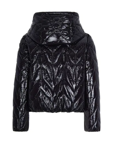 Patrizia Pepe Black Quilted Down Jacket With Hood In Black