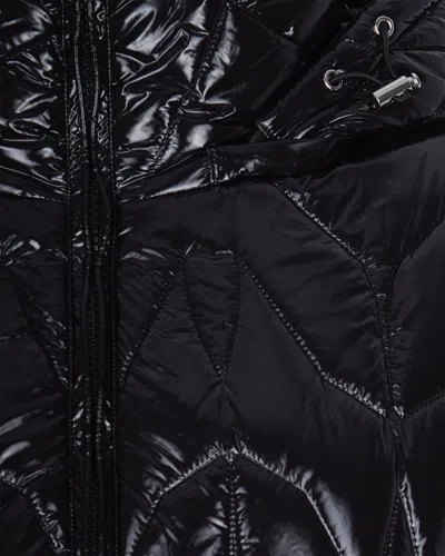 Patrizia Pepe Black Quilted Down Jacket With Hood In Black