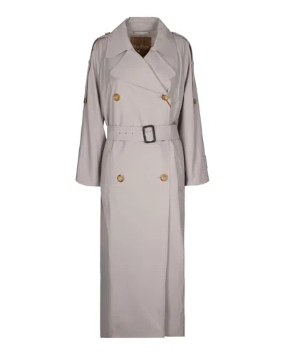 Max Mara The Cube Trench Lungo Doppiopetto Ecru In Brown