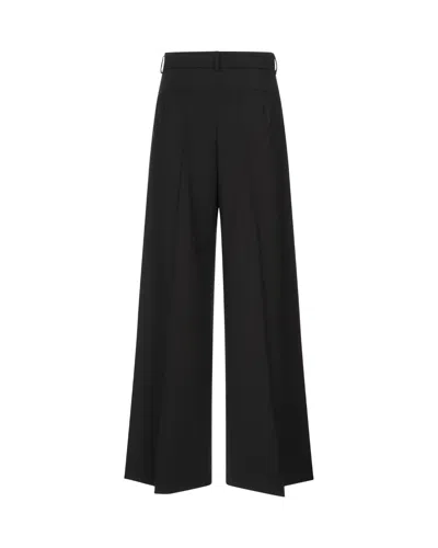 Sportmax Oversized Stretch Wool Trousers In Brown