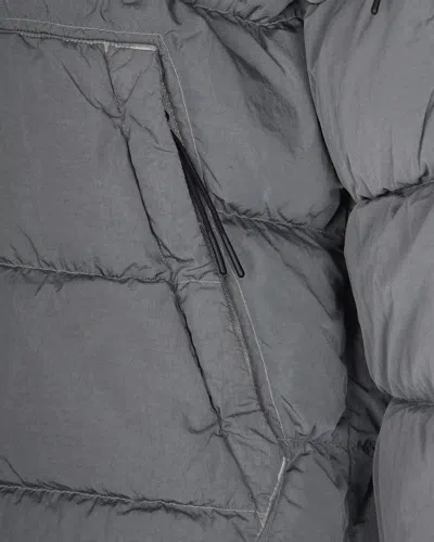 C.p. Company Quilted Gunmetal Padded Jacket With Hidden Hood In Brown