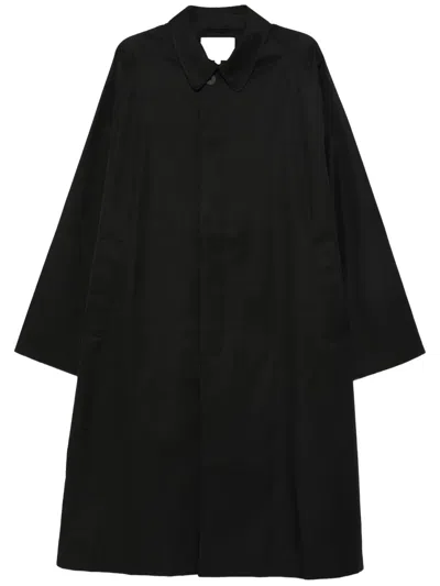 Studio Nicholson Long Wool Blend Coat With Side Pockets In Black
