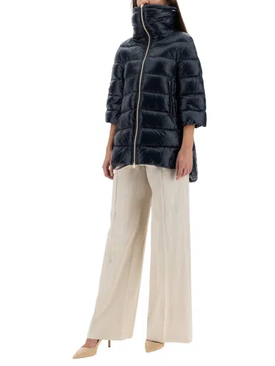 Herno Down Jacket With Lined Collar In Blue