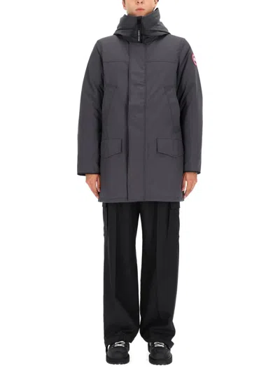 Canada Goose Hooded Jacket Featuring Front Pockets In Gray