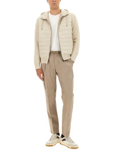 Herno Quilted Microfibre And Ribbed Wool Down Hooded Jacket In Nude