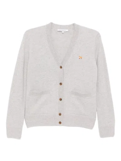 Maison Kitsuné Maison Kitsune' Baby Fox Wool Cardigan In Gray