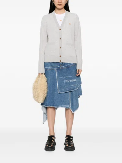 Maison Kitsuné Maison Kitsune' Baby Fox Wool Cardigan In Gray