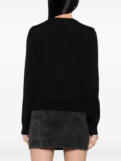 Maison Kitsuné Fox Wool Cardigan With Pockets And V-neck In Black