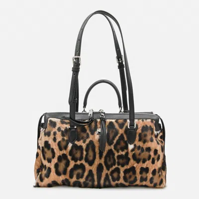 Dolce & Gabbana Animal Print Leather Vittoria Top Handle Bag In Animal Print