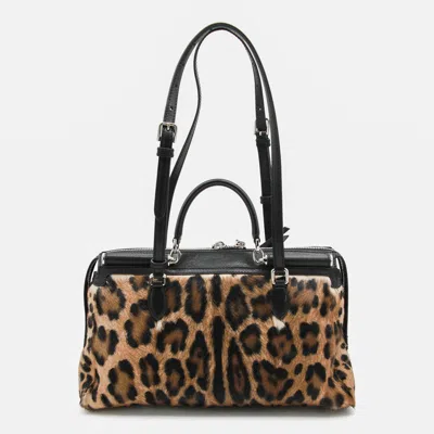 Dolce & Gabbana Animal Print Leather Vittoria Top Handle Bag In Animal Print