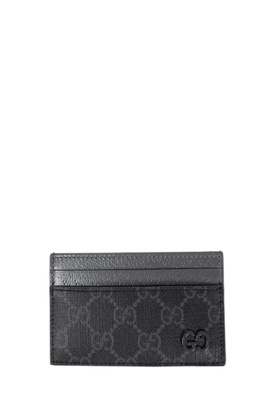 Gucci Two-tone Gg Card Case In Black