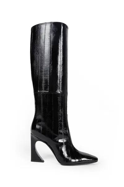 Fendi Arco Leather Knee High Boots Sculptural Heel In Multi