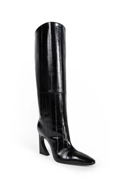 Fendi Arco Leather Knee High Boots Sculptural Heel In Multi