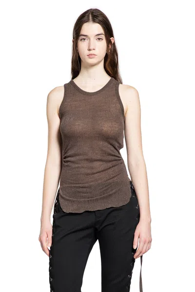 Ann Demeulemeester Mara Wrinkled Cropped Tank Top In Brown