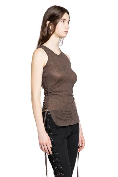Ann Demeulemeester Mara Wrinkled Cropped Tank Top In Brown