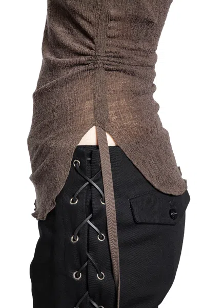 Ann Demeulemeester Mara Wrinkled Cropped Tank Top In Brown