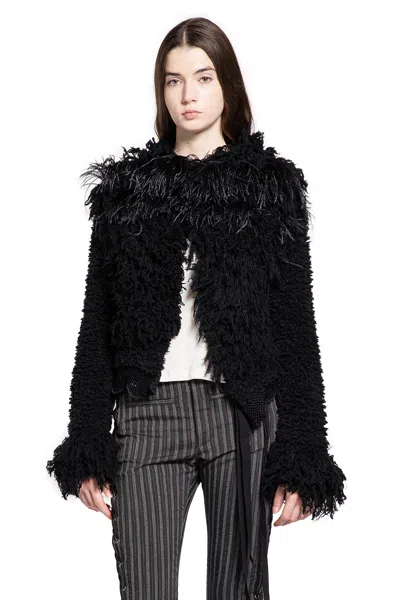 Ann Demeulemeester Ieke Fully Wool Jacket With Feathers In Multi