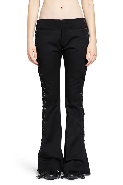 Ann Demeulemeester Kel Lace-up Bootcut Trousers In Multi