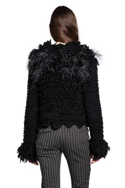 Ann Demeulemeester Ieke Fully Wool Jacket With Feathers In Multi